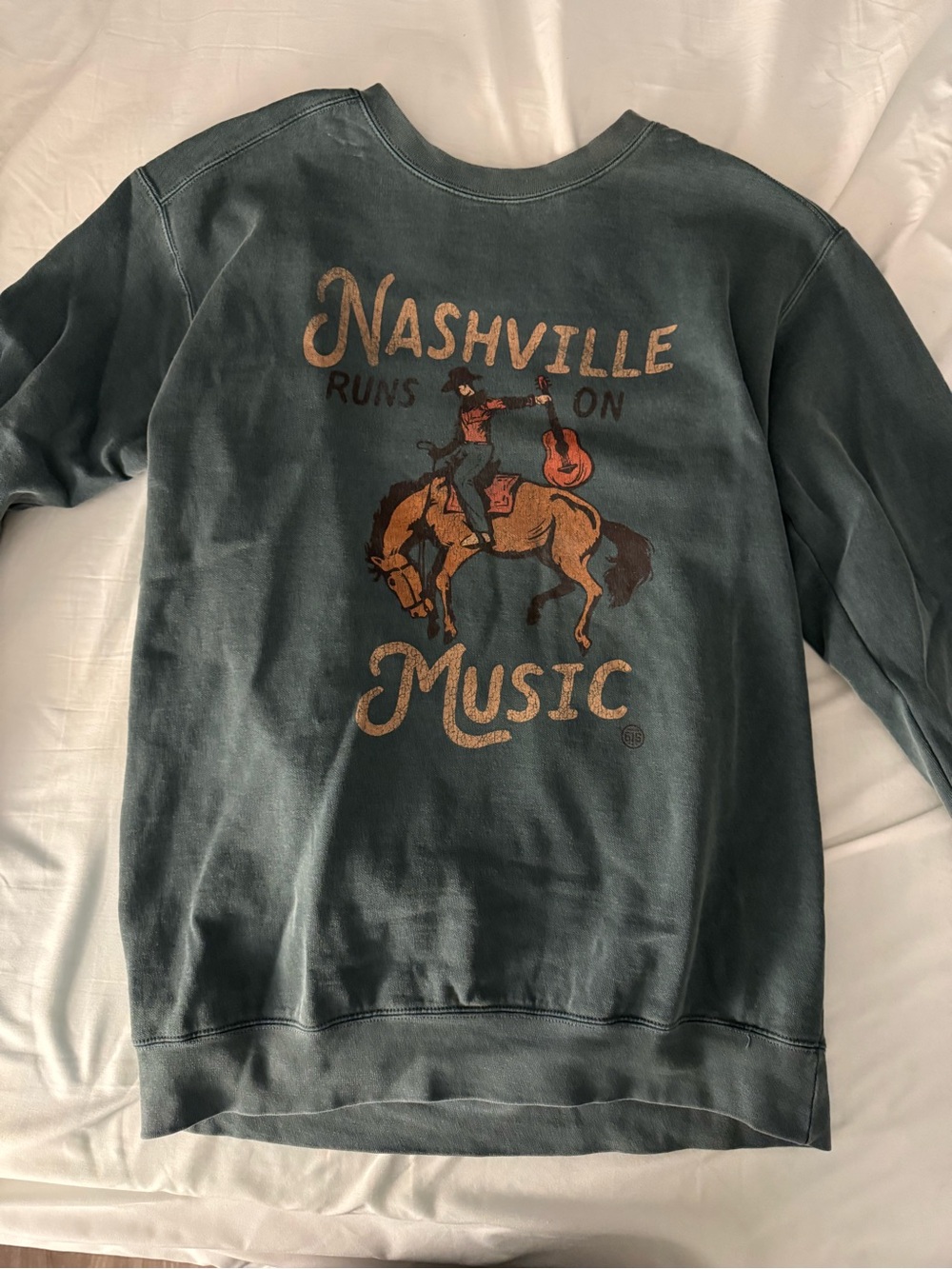 Nashville Music Graphic Crewneck Sweatshirt - Teal
